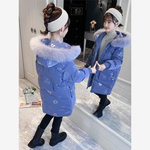 女童羽绒棉服洋气冬加厚外套2025新款女童中长款加厚金丝绒棉袄