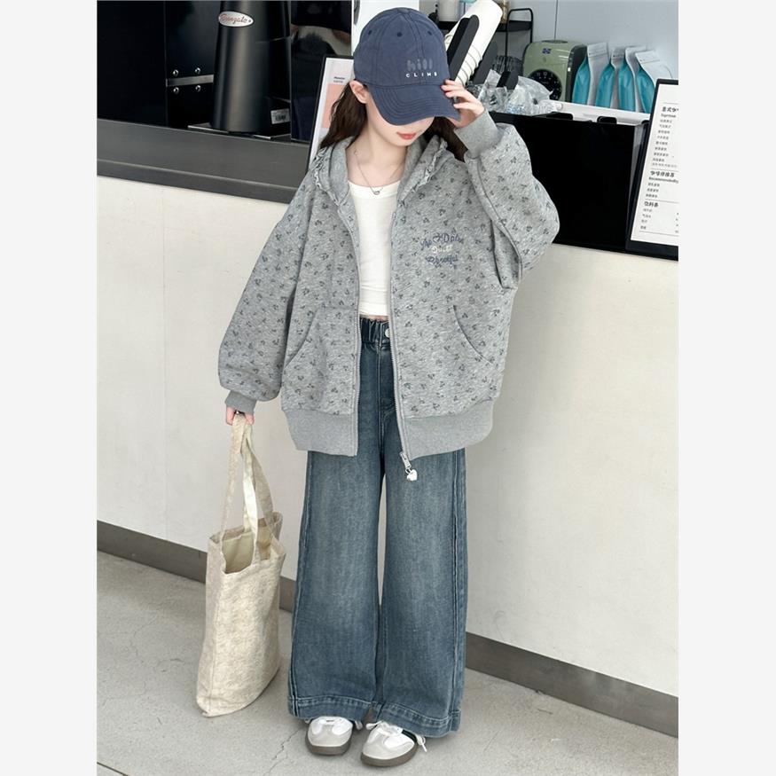 女童套装春秋2025新款洋气儿童休闲运动中大童网红女孩外套两件套