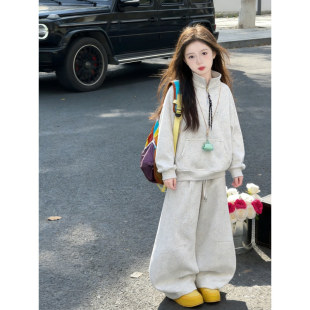 新款2026卫衣穿两件套搭好看女童炸街韩系运动儿童套装春装超洋气