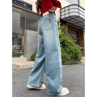 春季 新款 中大童2026女童牛仔裤 春秋儿童童装 阔腿宽松 女孩直筒长裤