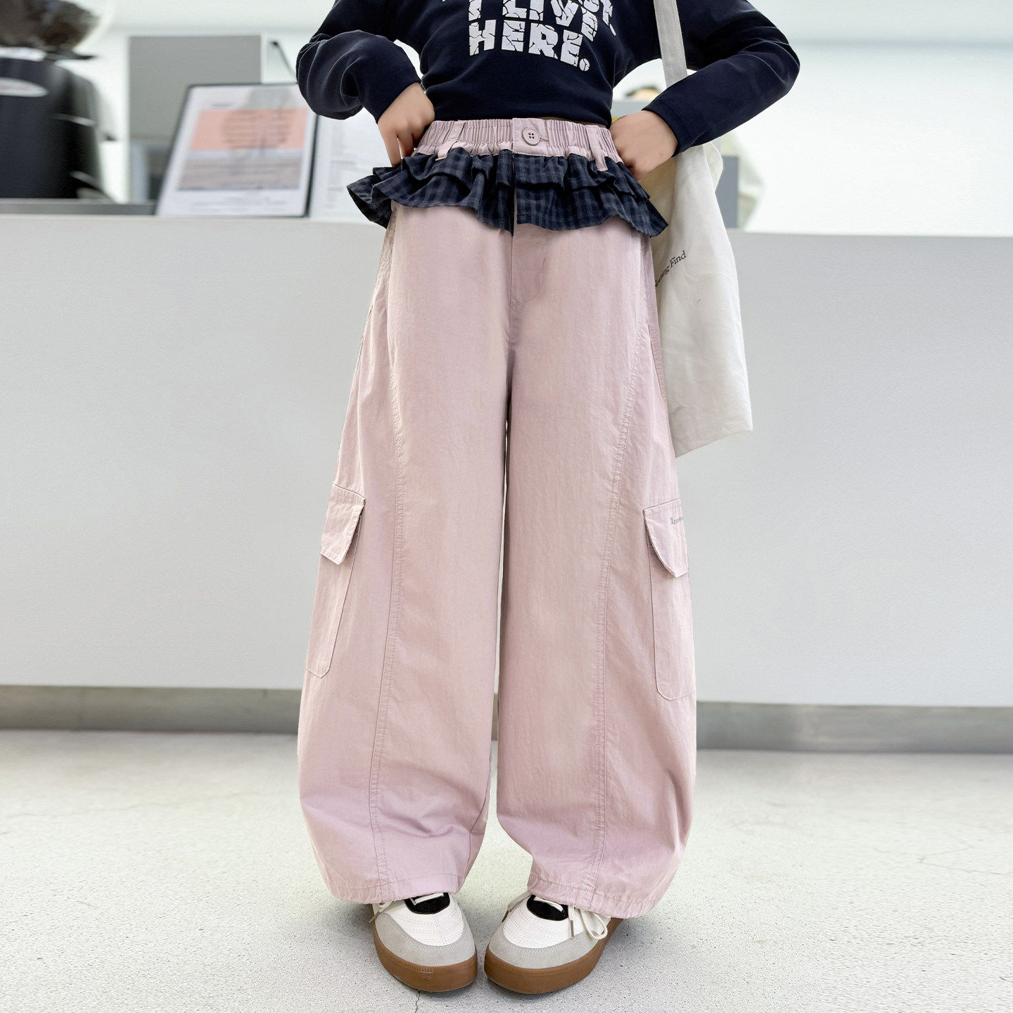 儿童大童直筒春装新款女童春季春秋休闲裤阔腿工装裤装裤子款2026