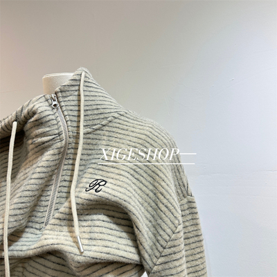 加绒宽松腈纶美式刺绣卫衣绒衫