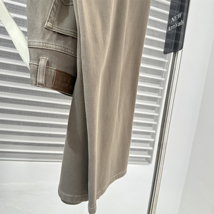 “老钱感拿铁裤”水洗浅咖色四面弹窄版显瘦高腰直筒牛仔裤休闲裤