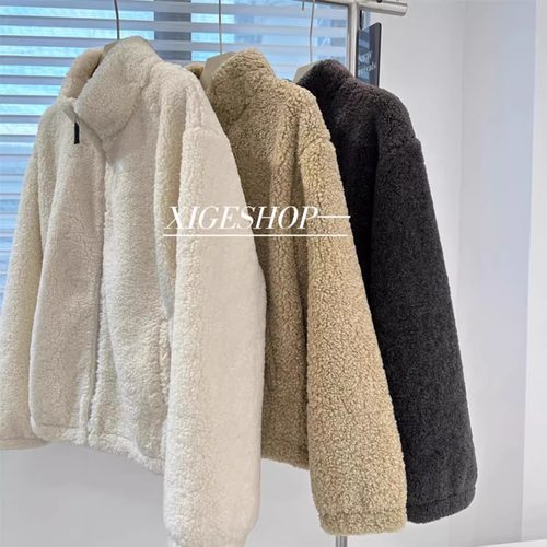 休闲常规涤纶毛茸茸短外套