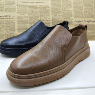 撤柜真皮头层牛皮上线一脚蹬软底乐福鞋驾车鞋圆头透气防滑男皮鞋