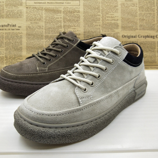 商场撤柜真皮反绒猪皮软底手工上线休闲板鞋防滑透气驾车鞋男皮鞋