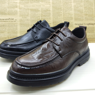 商场撤柜真皮里外全皮厚底商务正装英伦风百搭德比鞋防滑透气男鞋