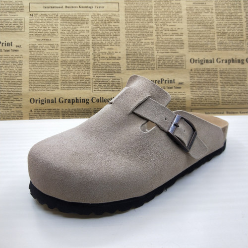 商场撤柜真皮头层反绒牛皮软底休闲包头夏季外穿时尚百搭女拖鞋潮