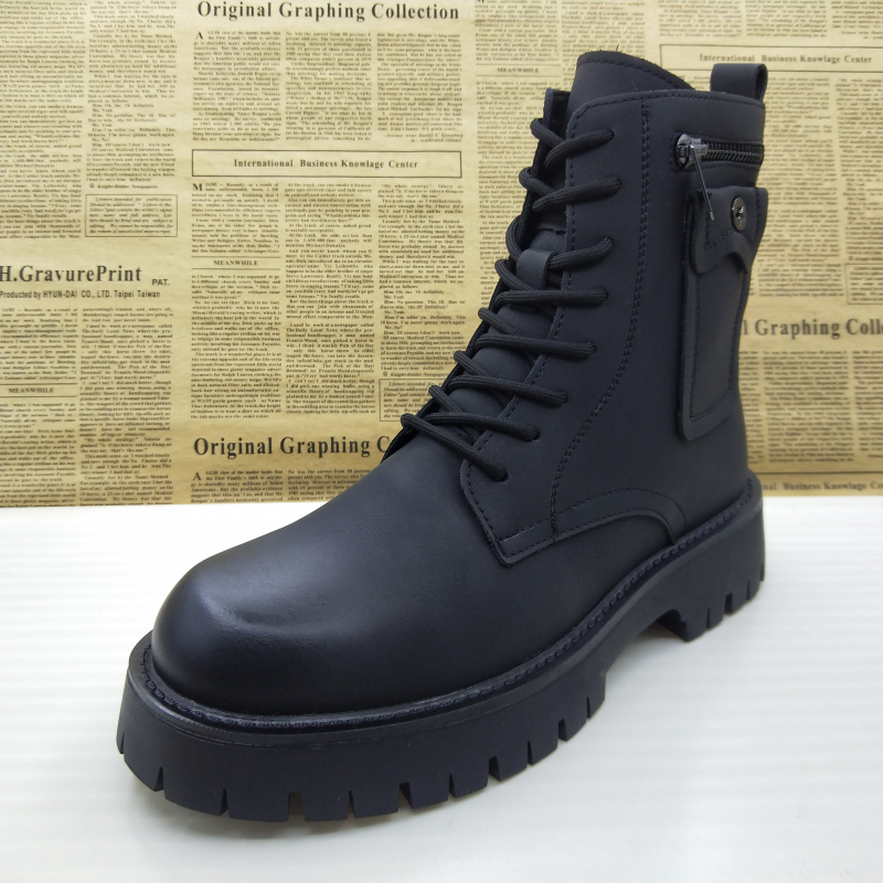 加绒二棉马丁靴秋冬季高筒男靴