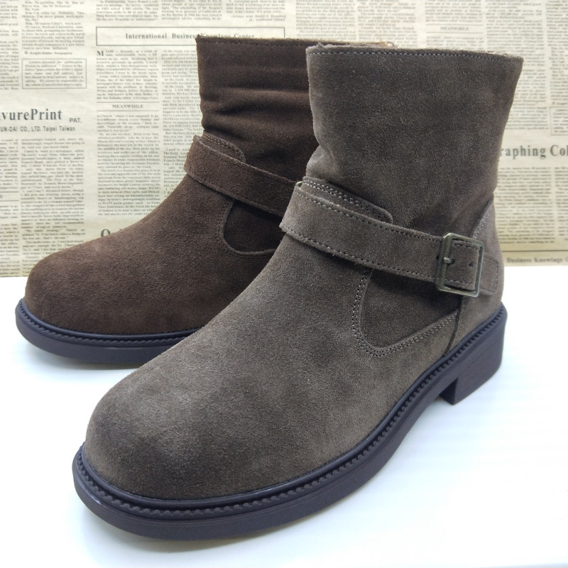 撤柜真皮头层反绒牛皮百搭圆头马丁靴烟筒靴平底切尔西女靴瘦瘦靴,女鞋,马丁靴,淘宝优惠券,粉丝福利购,淘宝优惠卷