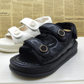 女凉鞋 撤柜处理真皮厚底轻便防滑罗马休闲运动小个子夏季 百搭时尚