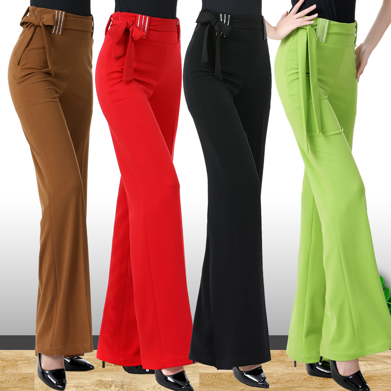 新款女士高腰拉丁舞摩登舞裤女交谊舞吉巴特跳舞裤演出舞蹈裤子女