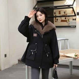 派克服女新款韩版皮草外套大衣獭兔内胆可拆卸皮毛一体狐狸毛领冬