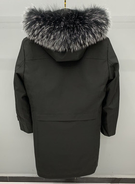 真皮真毛獭兔内胆可拆卸派克服男