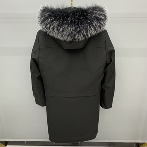 新款派克服男长款修身显瘦休闲连帽皮草外套獭兔内胆可拆卸毛领冬