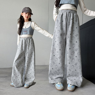 猫KT洋气休闲裤印花2026女孩女童裤子猫咪春装卫裤中大童新款儿童