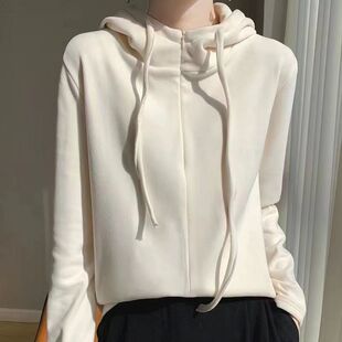 双面德绒连帽衫2025秋冬新款叠穿内搭保暖打底衫宽松保暖磨毛外套