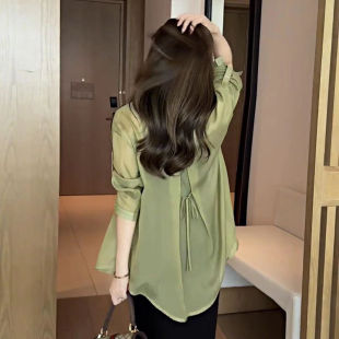 雪纺衬衫 高级感灰色冰丝防晒衣女夏季 外搭罩衫 外套垂感长袖 潮 薄款