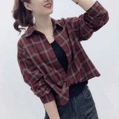 设计感洋气衬衫 上衣 妈妈装 背心两件套女2025秋季 复古格子宽松长袖