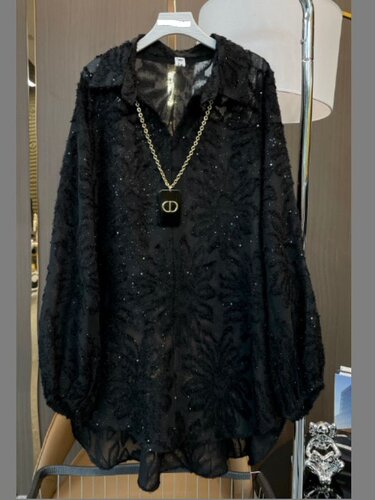 2025春季新款休闲提花百搭衬衫女韩版宽松显瘦套头大版长袖上衣