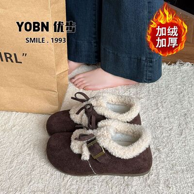 全外穿冬季Y包跟棉鞋OB鞋子2025勃肯鞋毛毛一脚蹬女优步新款N加绒