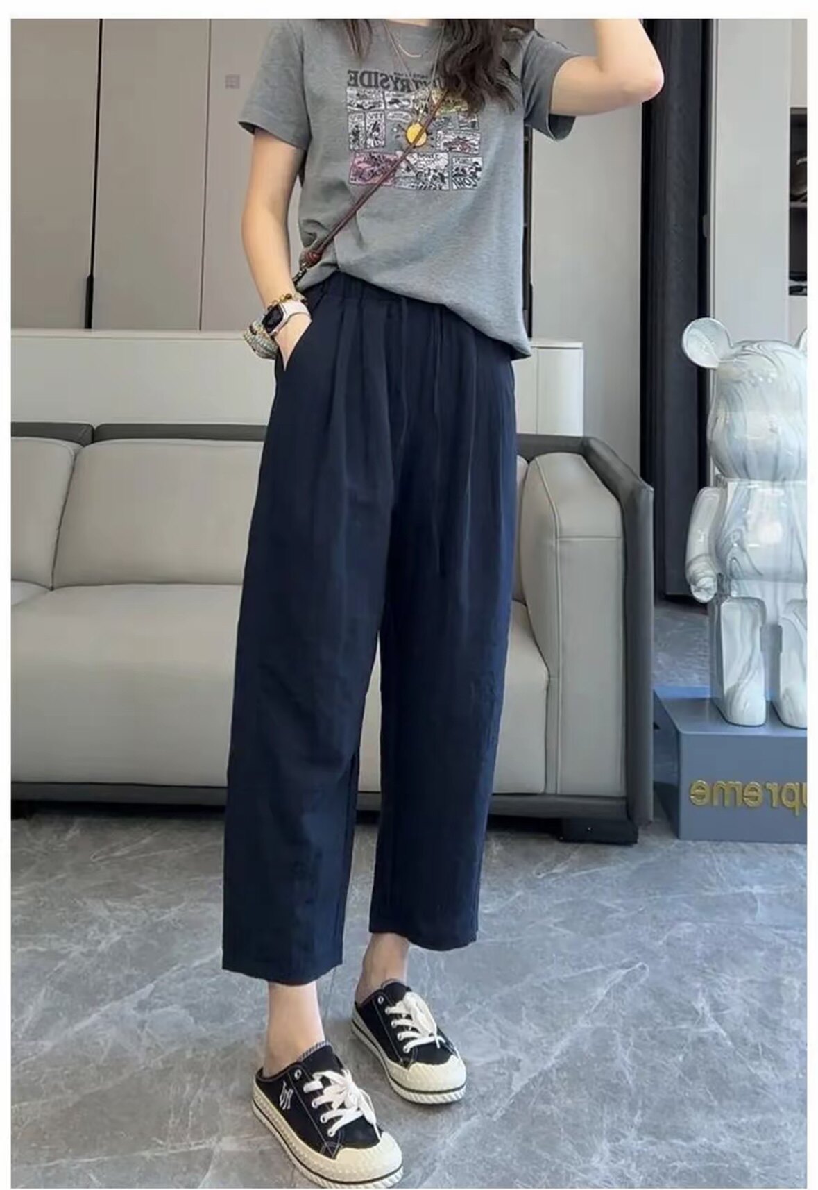 布料可做九分裤女夏季薄款爆款夏天八分女士直筒防晒阔腿裤子