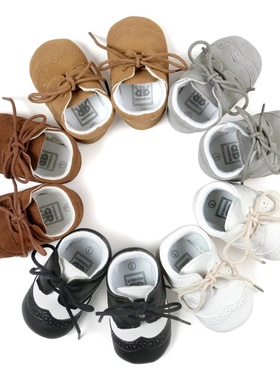 男宝宝鞋子婴儿软底防滑学步鞋英伦风系带胶底小皮鞋0-1岁潮