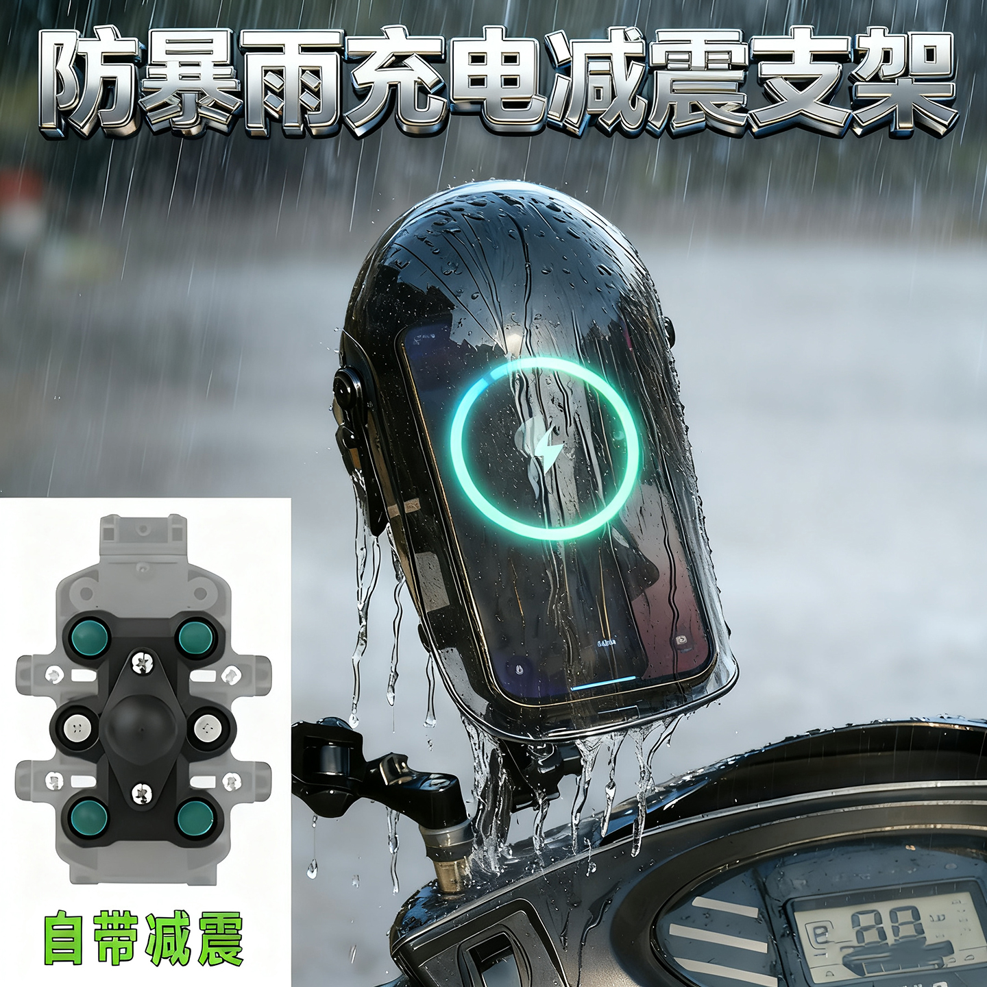 恩星骑士防风雨防晒减震手机支架