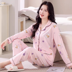 睡衣女春秋季纯棉长袖可外穿家居服全棉秋冬夏天薄款大码2025套装