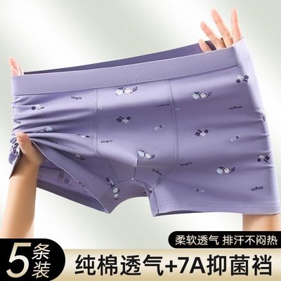 男士纯棉内裤男平角裤大码抗菌透气男生全棉新款青年四角短裤男款