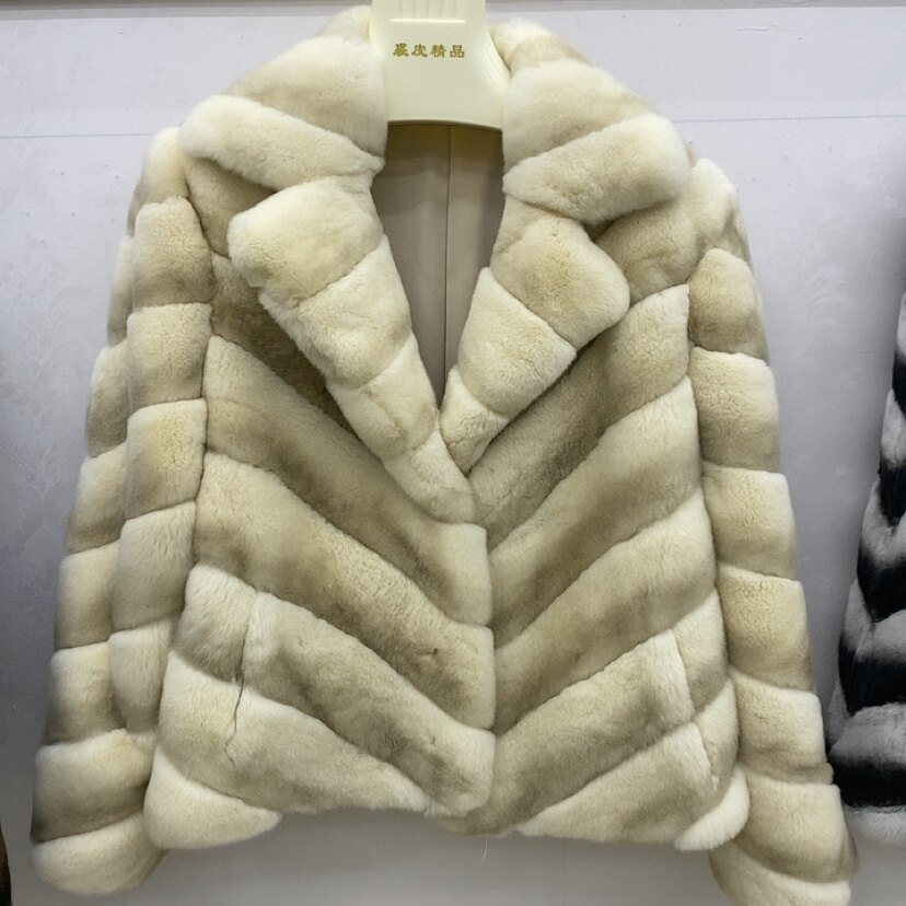 反季海宁真毛进口獭兔毛皮草外套女秋冬龙猫立领西服领显瘦短款