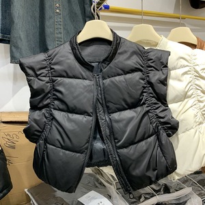 秋冬羽绒棉服马甲短款宽肩垫肩高腰外穿小款2024新款爆款韩版马夹