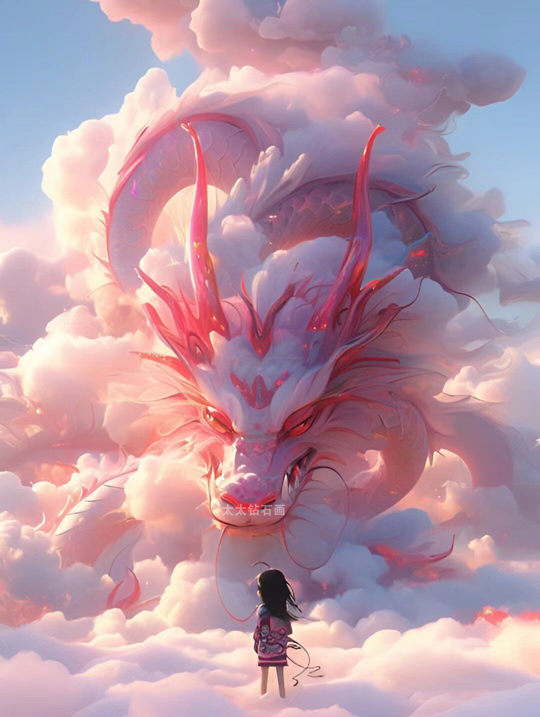 新款龙年生肖diy方钻满钻钻石画动漫卡通龙小孩粘贴钻印花十字绣