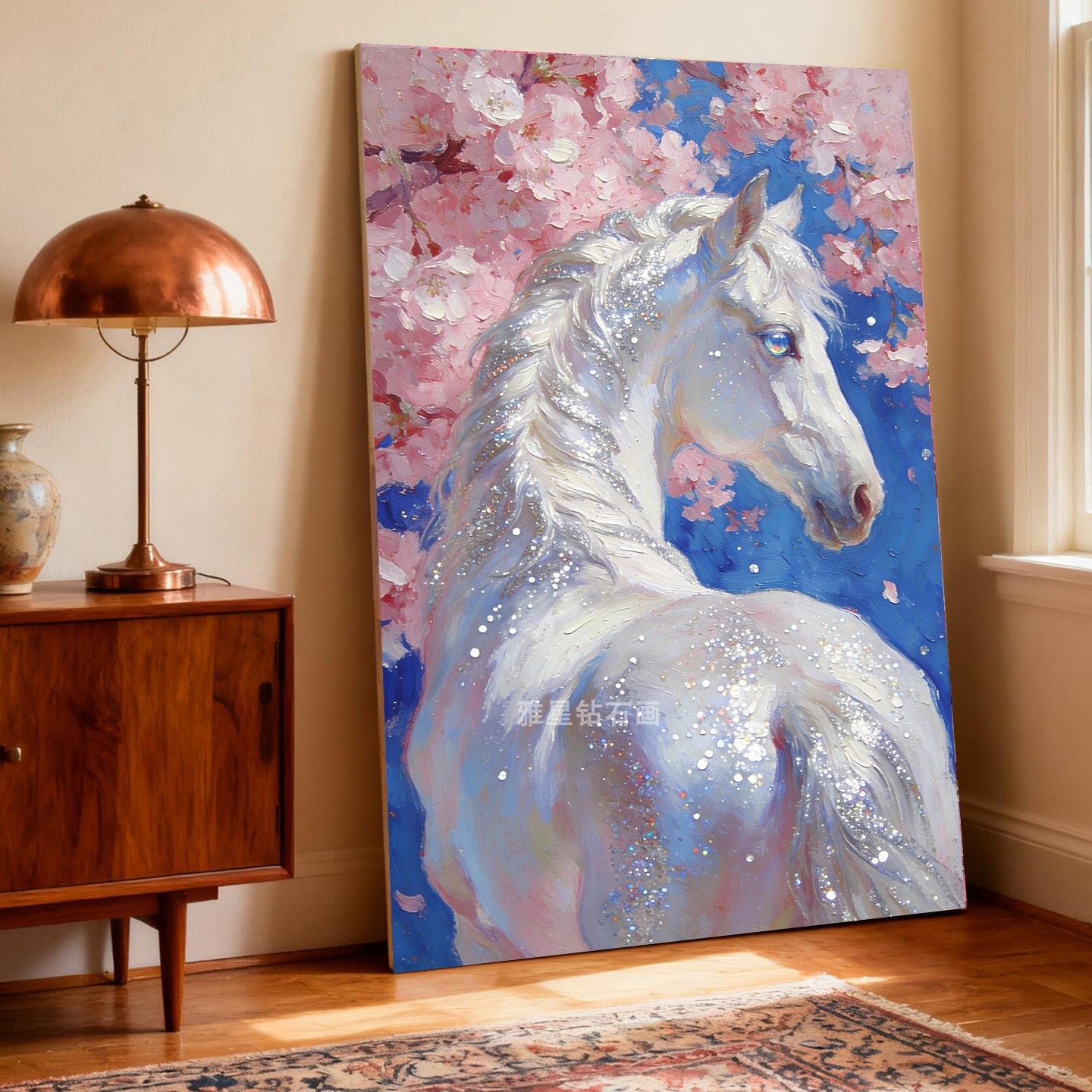 2026新款马年生肖DIY贴钻绣树脂方钻满钻钻石画粉色樱花银白色马,居家布艺,钻石绣,淘宝优惠券,粉丝福利购,淘宝优惠卷