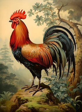 鸡年十二生肖DIY方钻满钻钻石画山上雄鸡大公鸡手工粘贴钻十字绣
