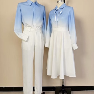 新款合唱服女长裙中小学生诗歌朗诵比赛演出服主持指挥服表演出服