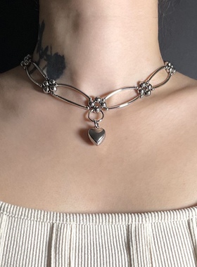 Starfire百搭小众ins简约链条爱心吊坠项链手工串珠颈链choker女