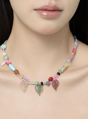 原创手作串珠古董捷克琉璃珠项链