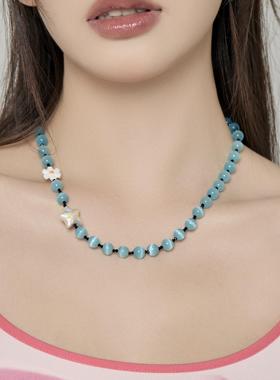 Starfire原创设计春日猫眼石串珠项链小众雏菊轻奢高级感百搭颈链