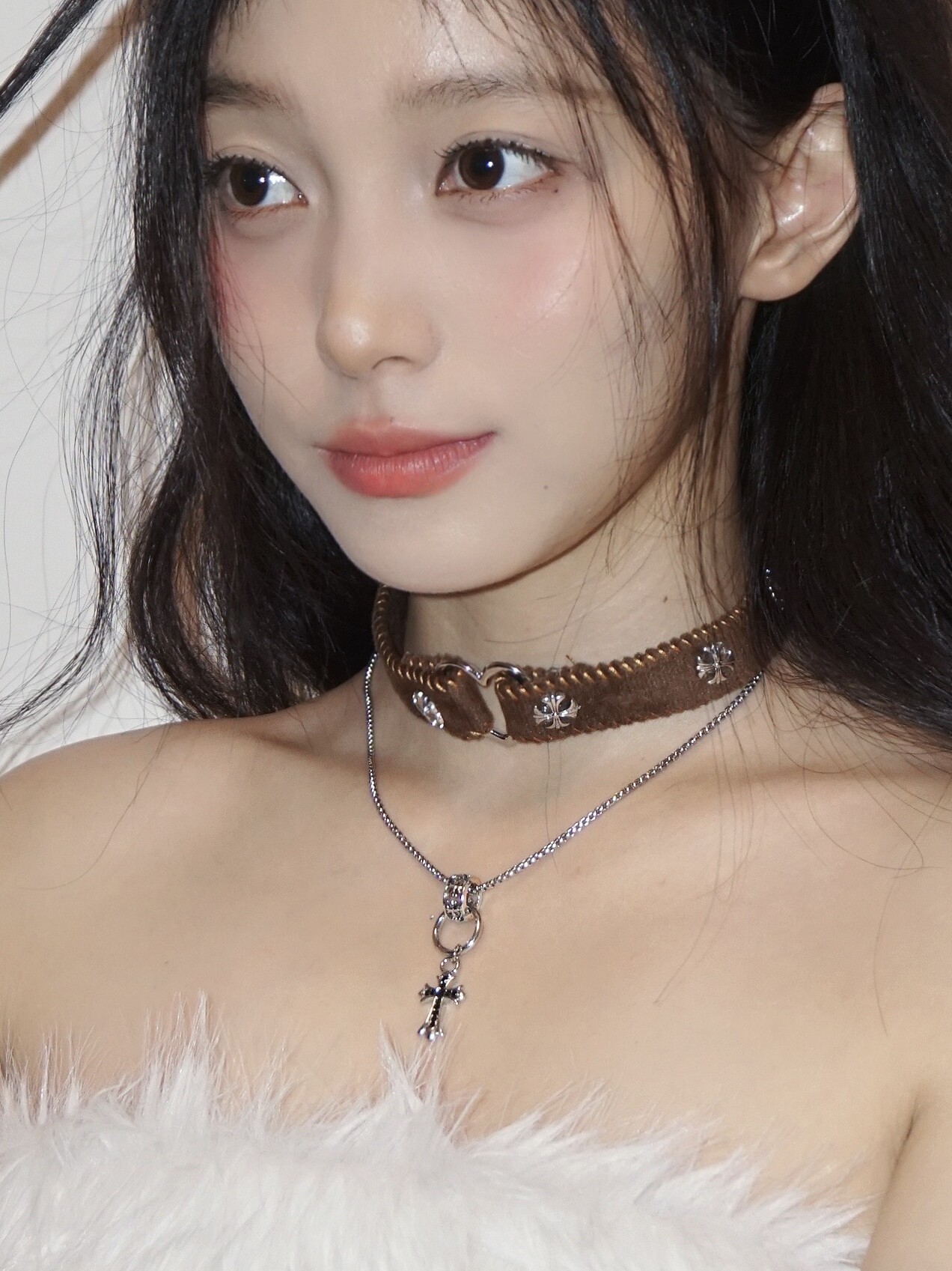 STARFIRE 레트로 초커 펑크 플러시 크로스 펜던트 더블 레이어 스태킹 목걸이 MAILLARD 목걸이 유행