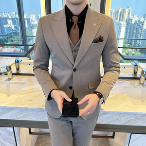 春秋韩版修身小西装外套两扣枪驳领时尚休闲西服A445-XZ9005焦糖图片