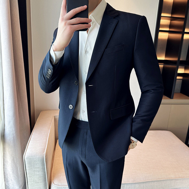 秋冬韩版修身小西装外套两扣时尚休闲西服藏青A445-XZ3611B-P125图片