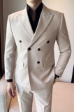 秋冬韩版修身小西装外套双排时尚休闲西服杏色A445-XZ3611C-P125，男装西服，电商A445