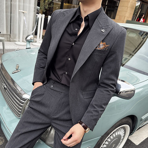 新款七色枪驳领高端西装 一扣西服两件套 焦糖 A445-LJT9001-P200图片