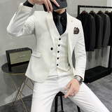 长期做不缺货#韩版小西装西服套装结婚礼服三件套粉SJT009-P275，男装西服套装，电商A445