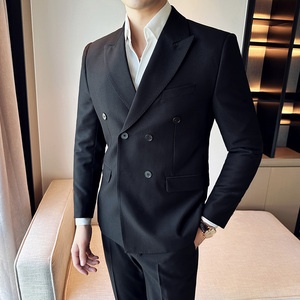 秋冬韩版修身小西装双排扣西服套装两件套咖啡A445-LJT3611C-P190图片
