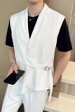 秋季男士个性马甲时尚休闲西装领马夹白色A445-DMJ019-P125，男装背心/马甲，电商A445
