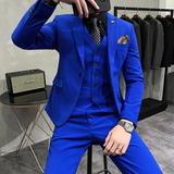 长期做不缺货#韩版小西装西服套装结婚礼服三件套粉SJT009-P275，男装西服套装，电商A445
