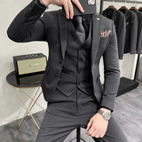 大码不加价韩版小西装修身西服套装结婚礼服三件套SJT71-P225，男装西服套装，电商A445