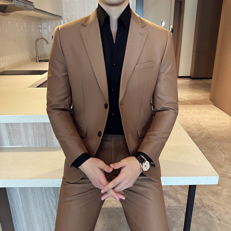 秋冬韩版修身小西装两扣西服套装两件套藏青A445-LJT3611B-P190,男装西服,电商A445